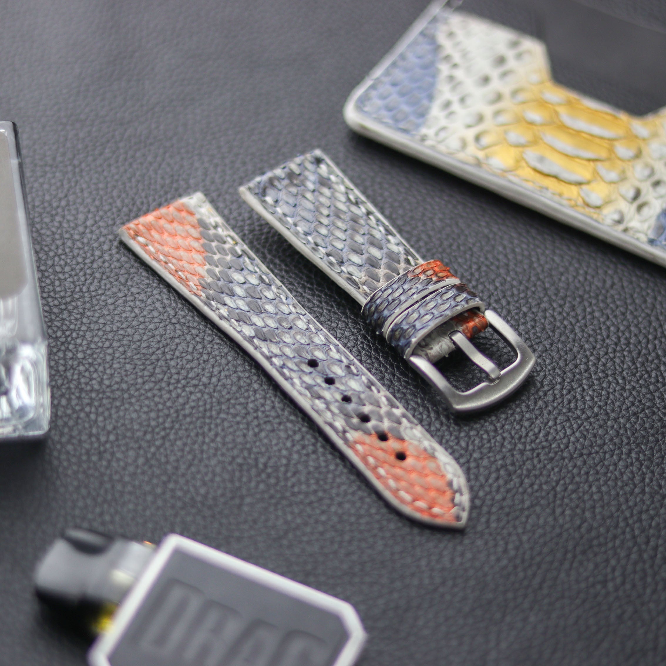 PYTHON SKIN WATCH STRAPS - RAINBOW